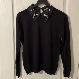 Embellished collar knit top